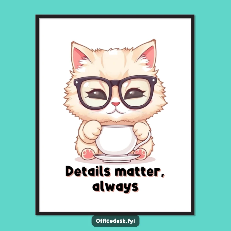 Funny Cat Glasses Poster: Dapper Feline Art, Perfect Funny Gift for Sophisticated Homes