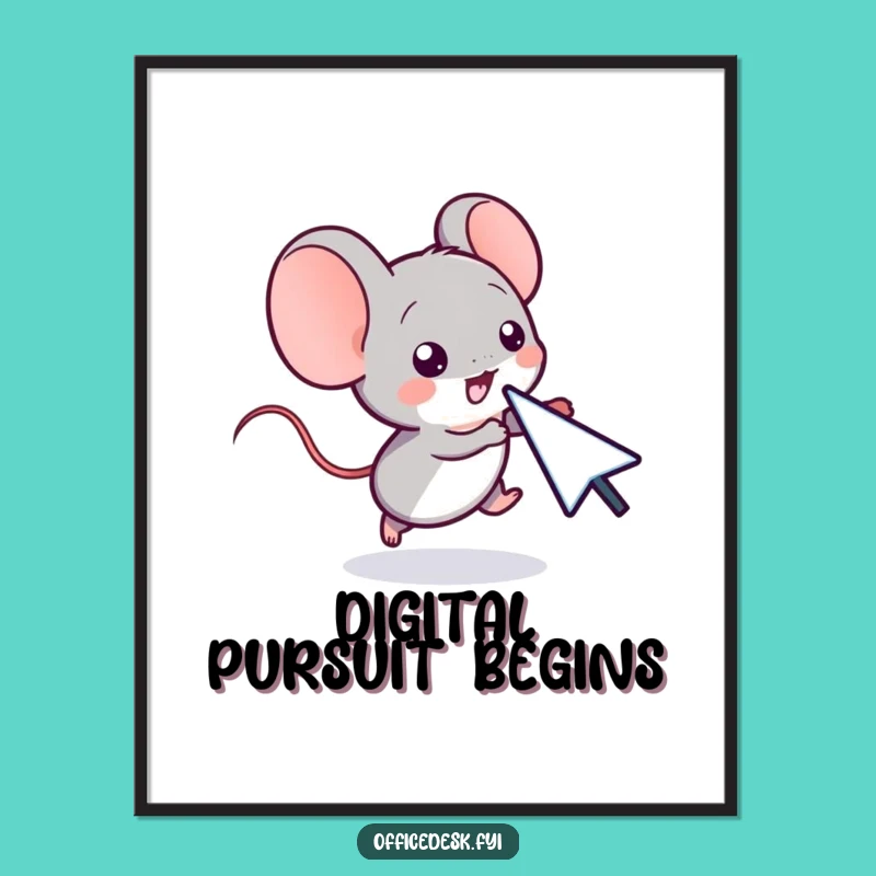 Funny Computer Mouse Cursor Chase Poster - Dynamic Digital Art for Your Workspace