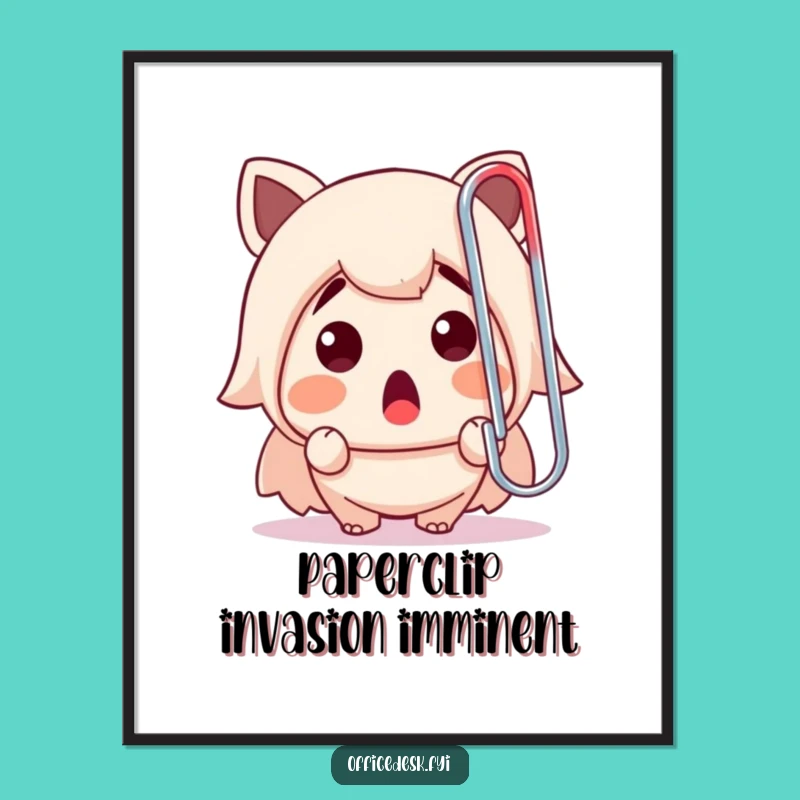 Funny Office Art Poster: Paperclip Encounter, Hilarious Wall Decor, Unique Gift