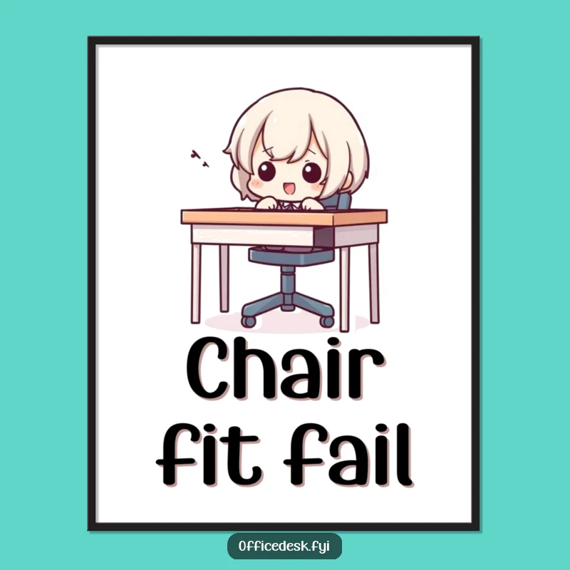 Funny Office Poster: Tiny Character Chair Squeeze Art, Humorous Decor Gift