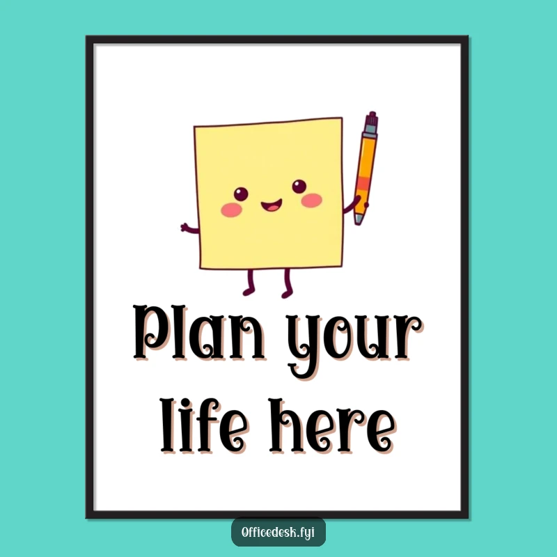 Funny Sticky Note Dance Poster: Cheerful Character Art for a Happy Space
