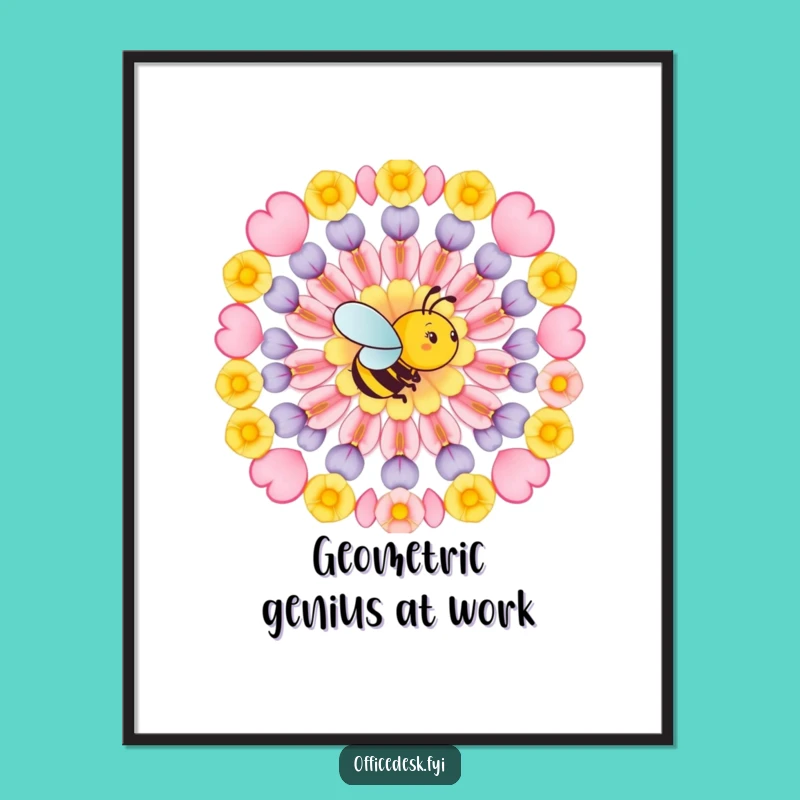 Funny Bee Geometric Pattern Poster: Artistic Wall Art for a Visually Pleasing Space
