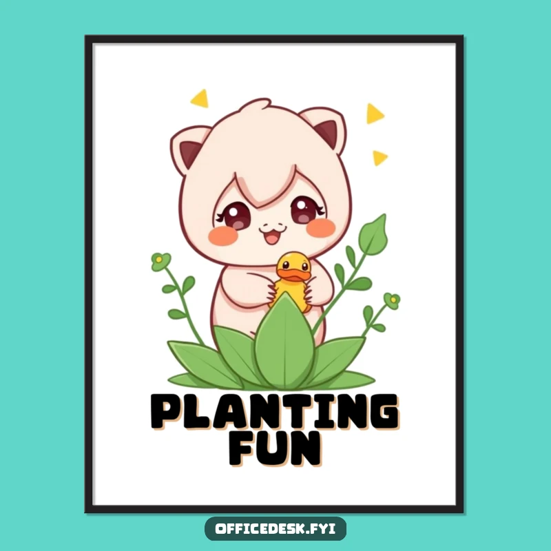 Funny Plant Duck Poster - Cute Mischief Character Wall Art, Gift Idea
