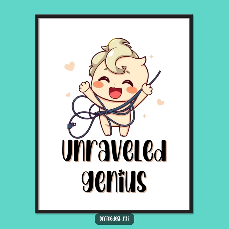 Funny Wire Untangler Poster - Joyful Character Art, Great Gift Idea