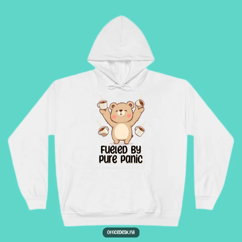 Funny Bear Coffee Juggling Hoodie: Cozy & Hilarious, Perfect Gift for Sleepyheads