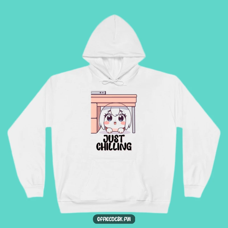 Funny Desk Hider Hoodie: Surprised Character Hiding, Cozy Funny Gift