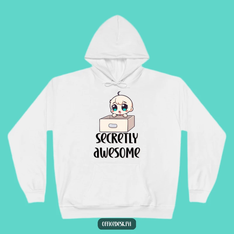 Funny Hidden Treasure Hoodie: Excited Character Finds Secret Drawer, Cozy Funny Gift
