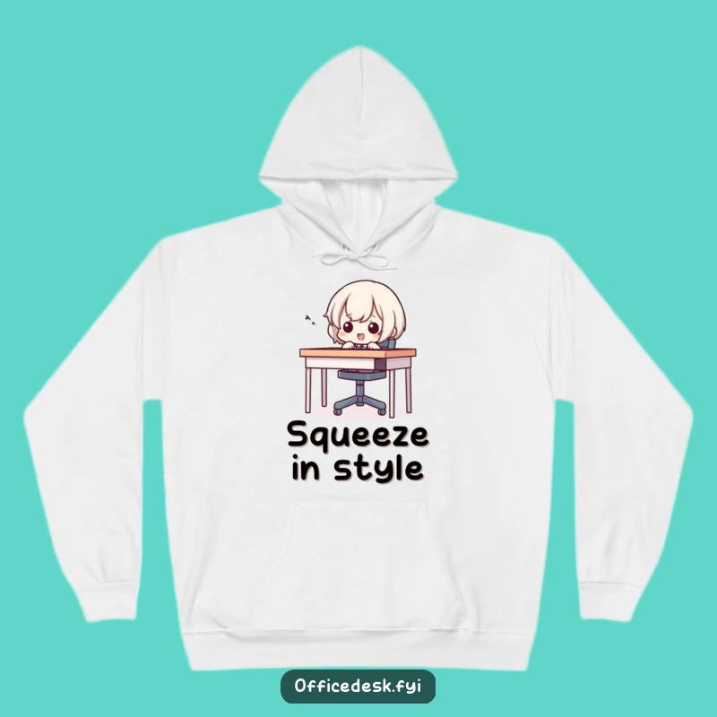 Cozy Funny Hoodie: Tiny Character Chair Squeeze, Comfort Humor Gift