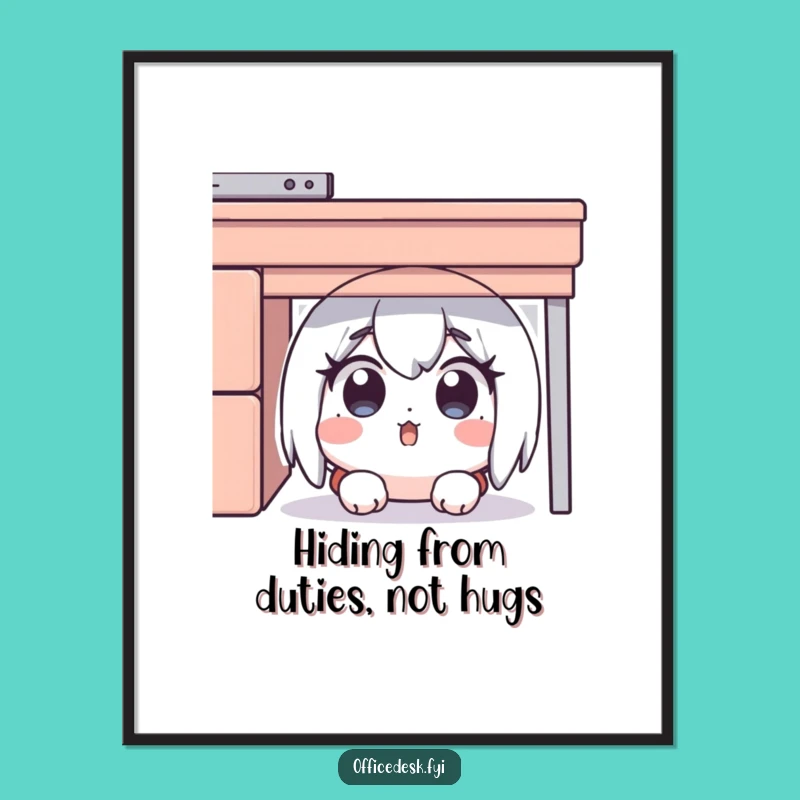 Free Printable Wall Art: Comical Desk Dweller - Funny Downloadable Art for Home Decor