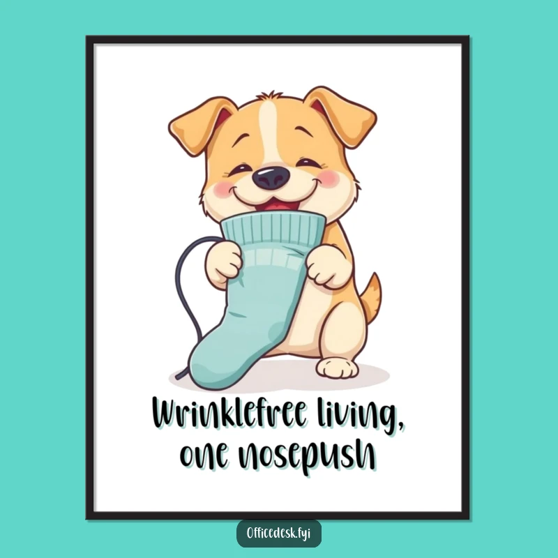 Free Printable Wall Art: Funny Dog Ironing Scene, Quirky Downloadable Decor Gift!