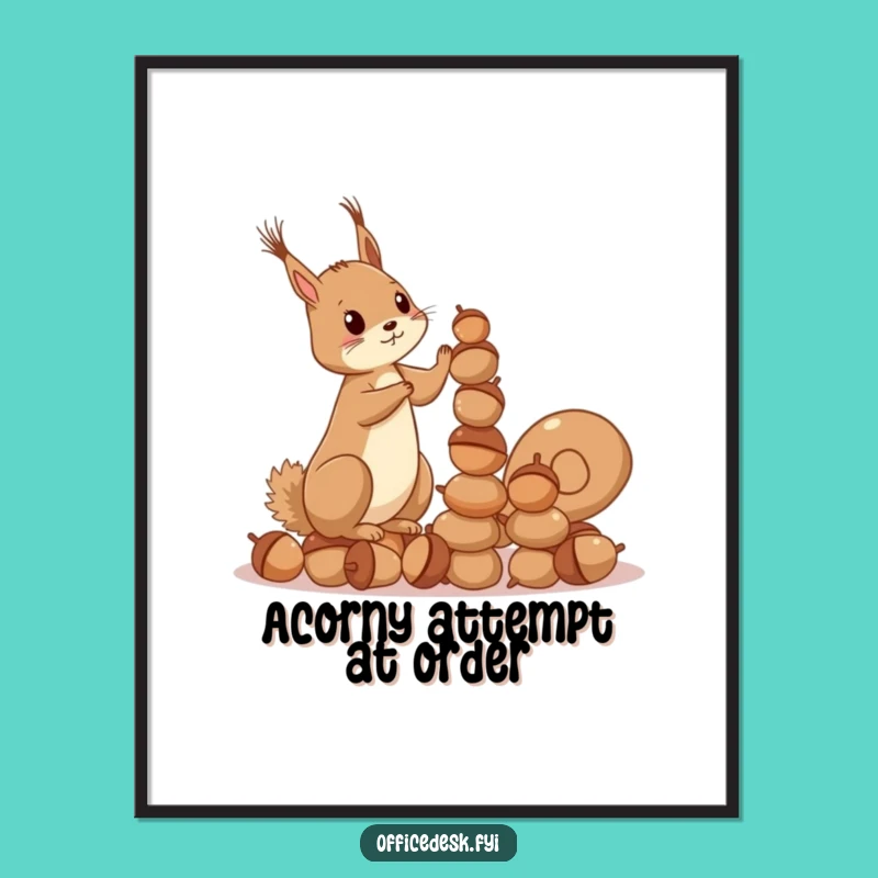 Free Printable Wall Art: Funny Squirrel Acorn Tower, Quirky Downloadable Decor Gift!
