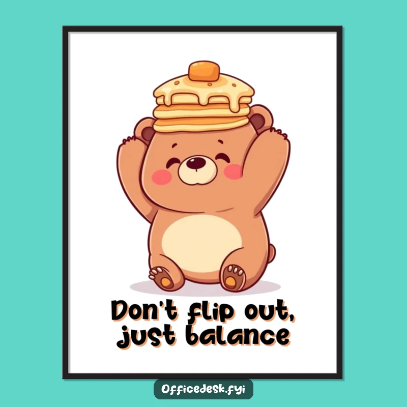 Funny Free Printable Wall Art: Clumsy Bear Pancake Hat - Humorous Downloadable Decor