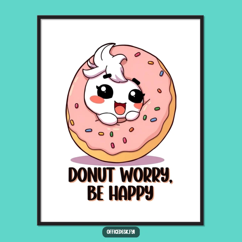 Funny Free Printable Wall Art: Goofy Donut Lover Character Art