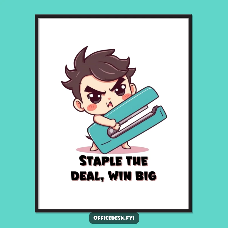 Free Printable Wall Art: Stapler Wrestler - Determined Downloadable Decor