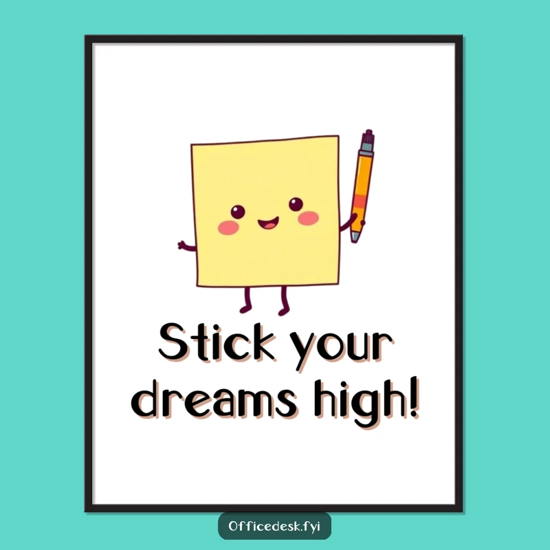 Free Printable Wall Art: Dancing Sticky Note, Quirky & Cheerful Downloadable Home Decor