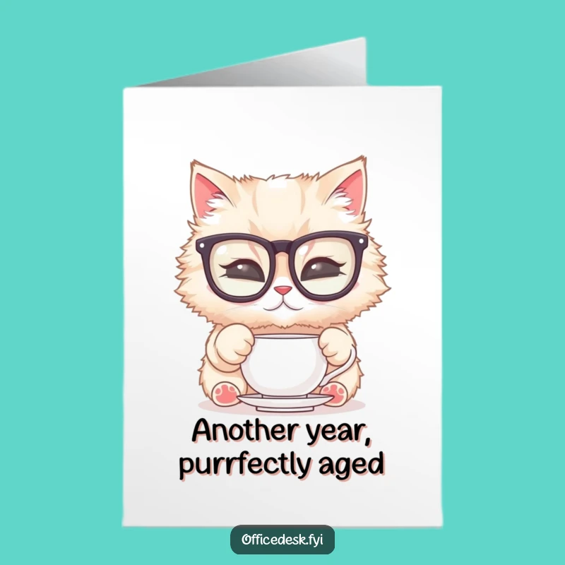 Free Printable Birthday Card: Funny Cat with Glasses, Perfect Downloadable Gift!
