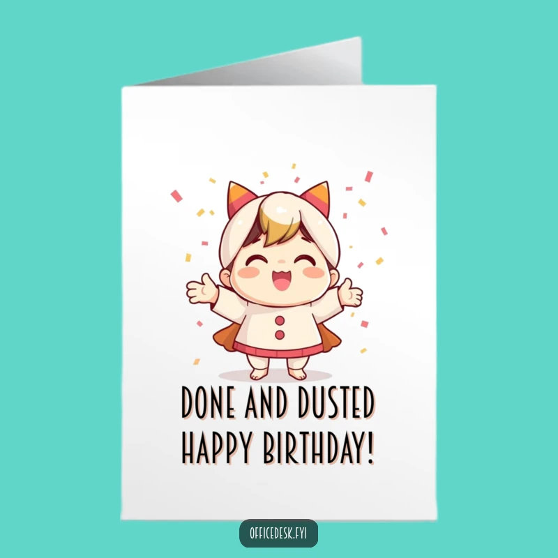 Free Printable Birthday Card: Confetti Character Task Master Funny Card Downloadable Gift