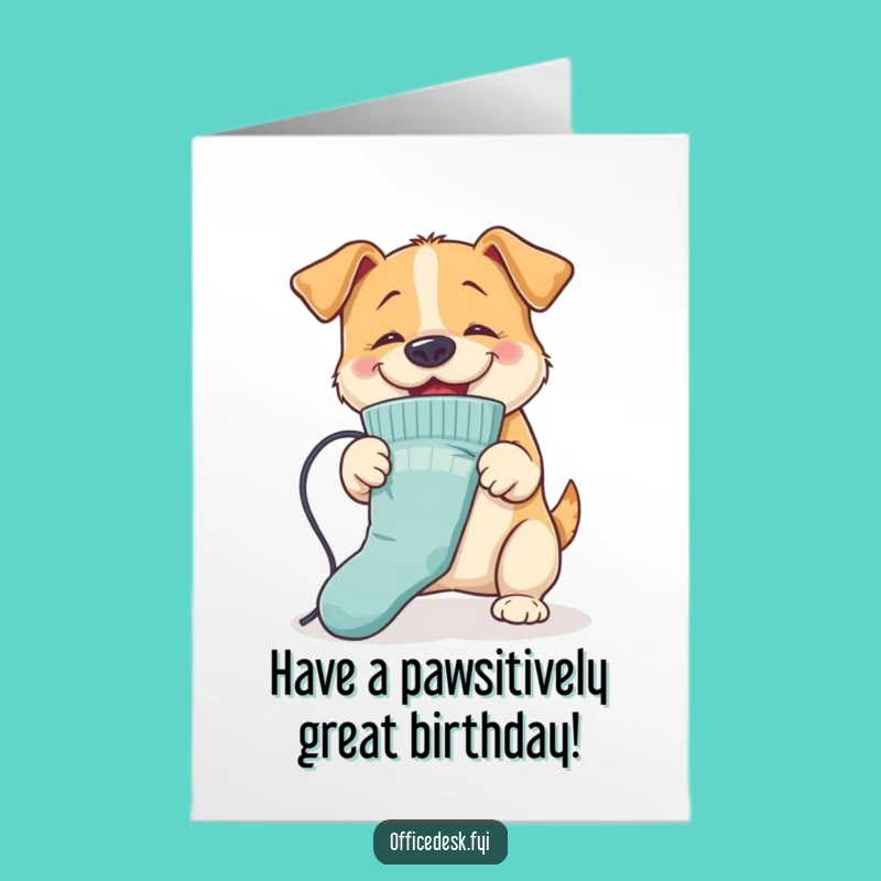 Free Printable Birthday Card: Funny Dog Ironing Sock, Perfect Downloadable Gift!