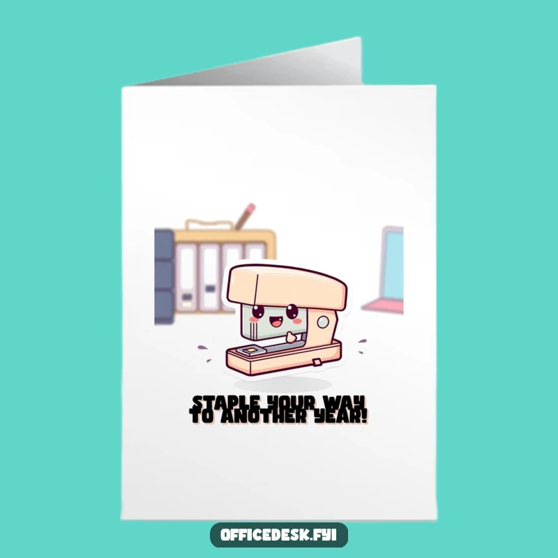 Free Printable Birthday Card: Funny Office Stapler Speedster - Downloadable!