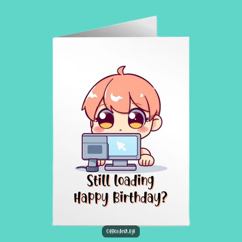 Free Printable Birthday Card: Wide-Eyed Cursor Stare Funny Downloadable Gift