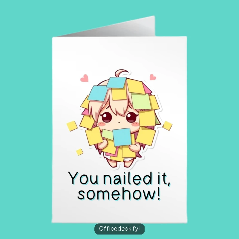 Free Printable Congrats Card: Bewildered Character's Sticky Success
