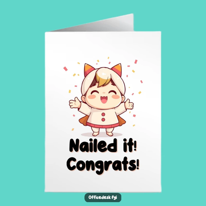 Free Printable Congrats Card: Confetti Character Achievement Humor Downloadable Gift
