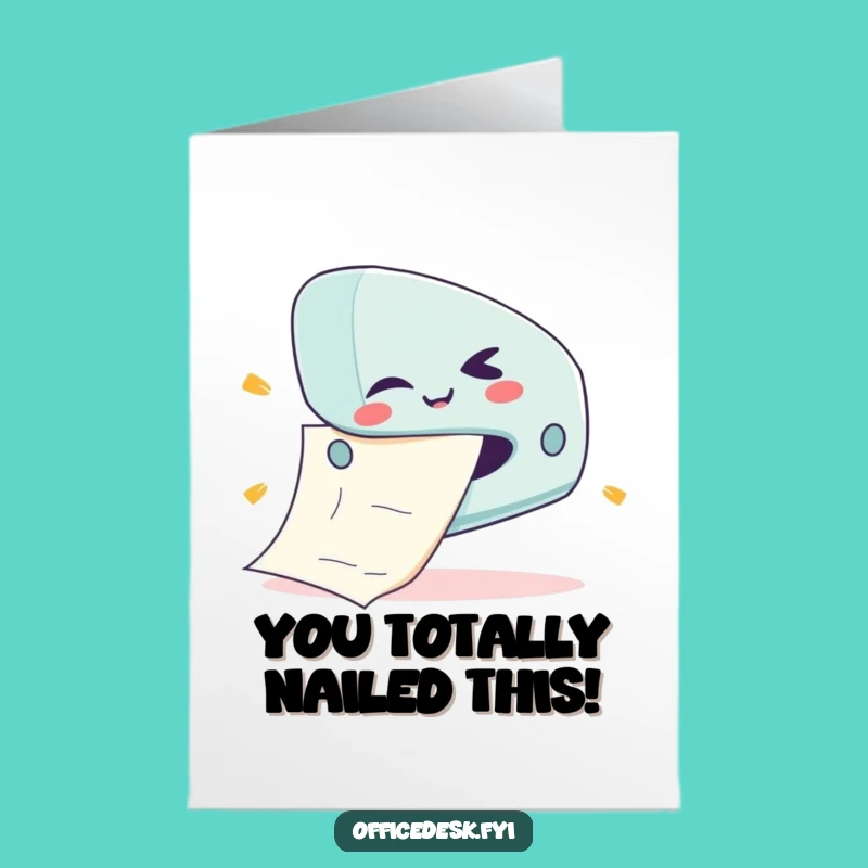 Free Printable Congrats Card: Stapler Tackles Big Achievements with Humor