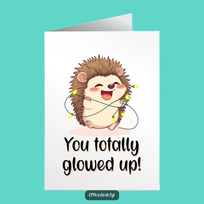 Free Printable Hedgehog Congrats Card: Fairy Light Fun Downloadable Gift