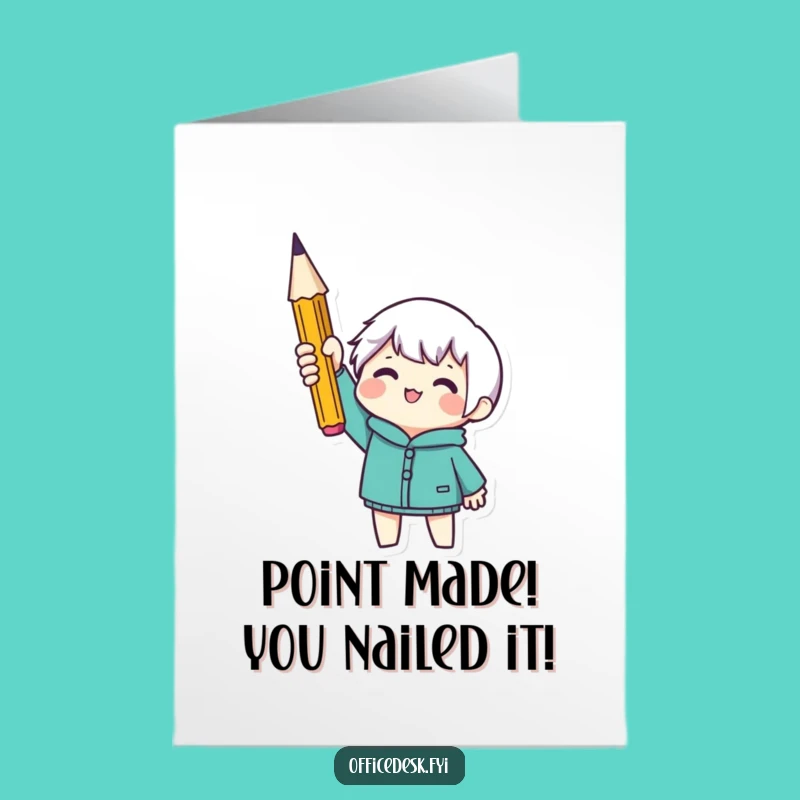 Free Printable Congrats Card: Pencil Triumph Funny Downloadable Gift Greeting