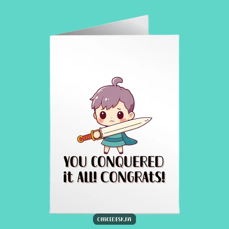 Free Printable Congrats Card: Paperclip Knight Character Funny Downloadable Gift