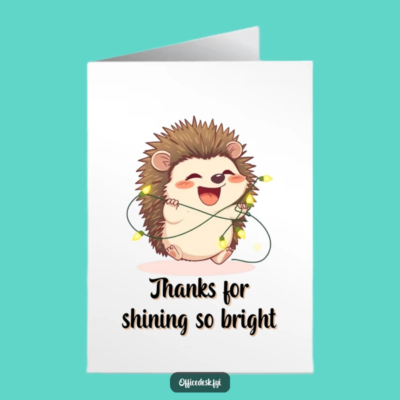 Free Printable Funny Thank You Card: Hedgehog Fairy Light Surprise DIY