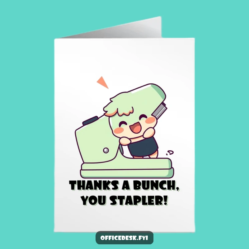 Free Printable Stapler Thank You Card: Mighty Gratitude Downloadable Greeting