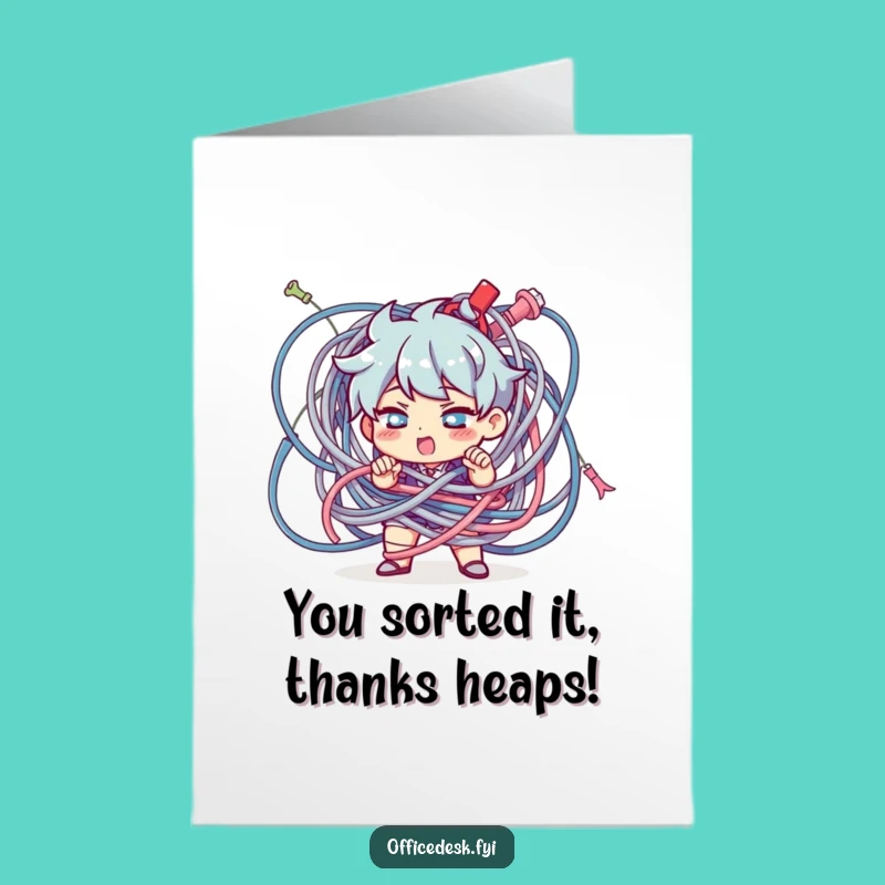 Funny Free Printable Thank You Card: Cable Chaos Solver - Express Gratitude