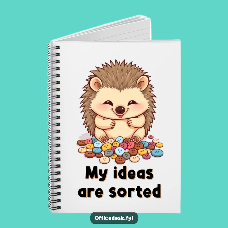Funny Hedgehog Button Organizer Notebook: Capture Ideas with Cute, Organized Flair