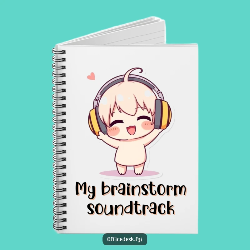 Funny Music Headphone Notebook - Enthusiastic Bobbing Journal