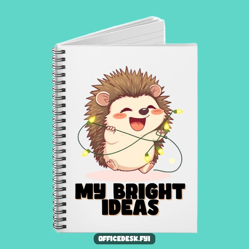 Funny Hedgehog Fairy Lights Notebook - Whimsical Journal for Festive Ideas