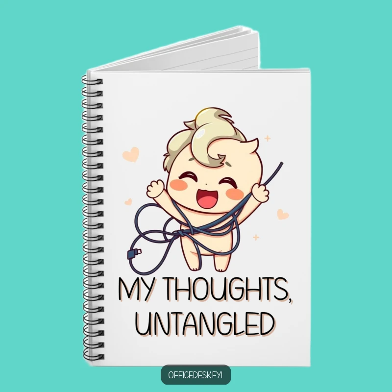 Funny Wire Untangler Notebook - Joyful Character Journal, Perfect Gift