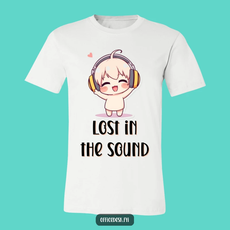 Funny Music Headphone T-Shirt - Enthusiastic Bobbing Character Tee