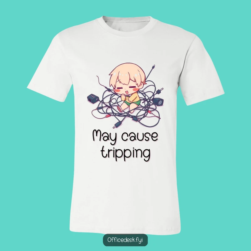 Funny Tripping Wires T-Shirt - Hilarious Tech Struggle Tee