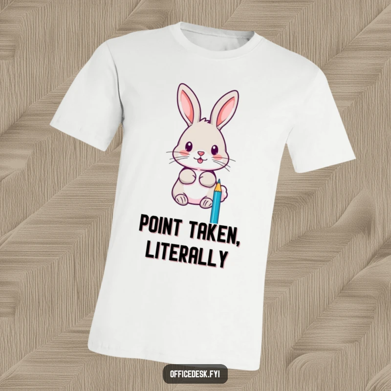 Funny t-shirt depicting a focused rabbit sharpening pencils with extreme precision, symbolizing creative focus and an artistic mindset.