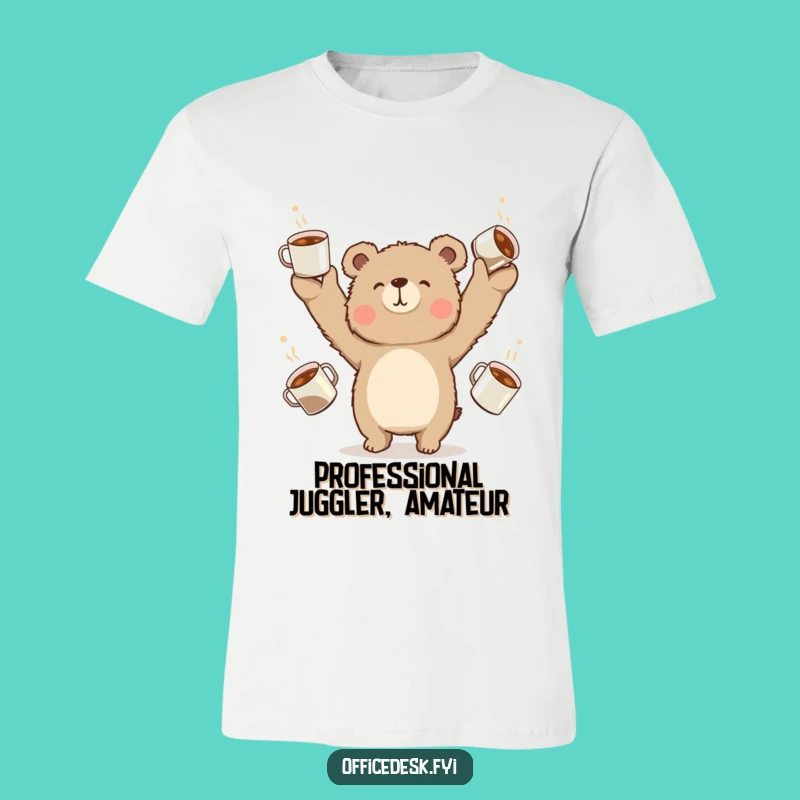 Funny Bear Coffee Juggling Tee: Relatable Caffeine Chaos, Hilarious Gift