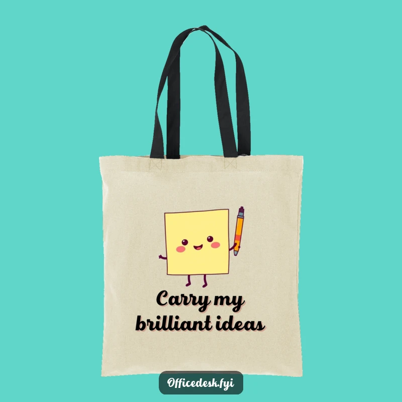 Funny Sticky Note Dancing Tote Bag: Cheerful Character Carry-All for Fun