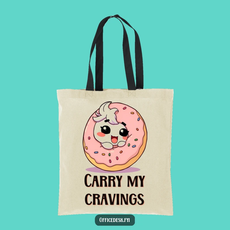 Funny Donut Haul Tote Bag: Goofy Character Carrying Big Donut, Practical Funny Gift