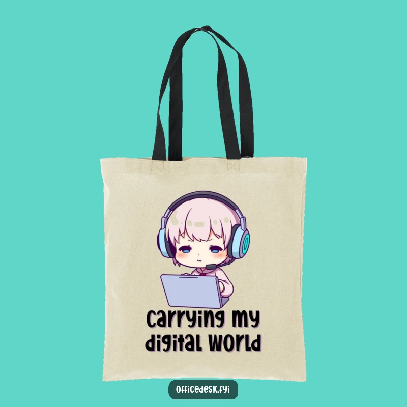 Funny Gamer Character Tote Bag: Carry your focus, perfect tech accessory gift.