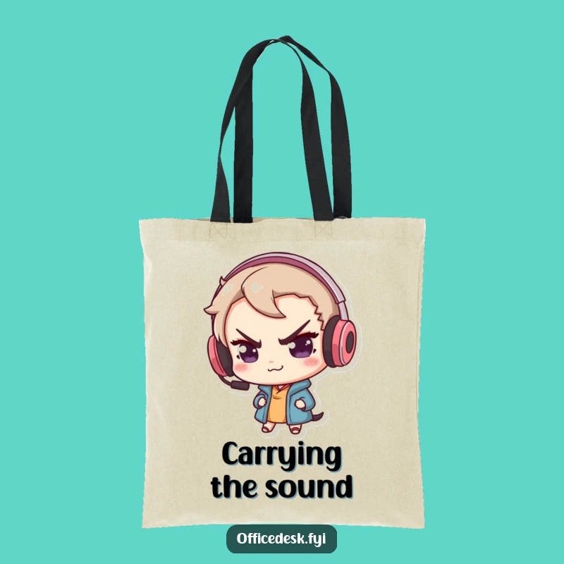 Funny Gamer Fox Tote Bag: Mischievous Headset Design for a Practical, Fun Gift