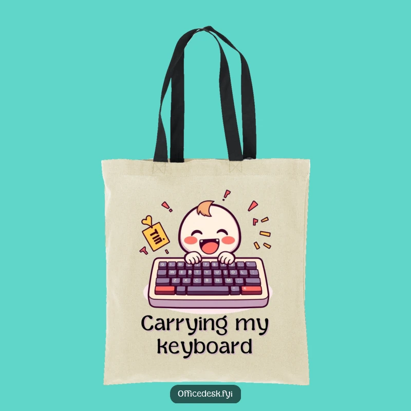 Funny Keyboard Commute Tote Bag: Happy Message Carryall, Chic Tech Gift