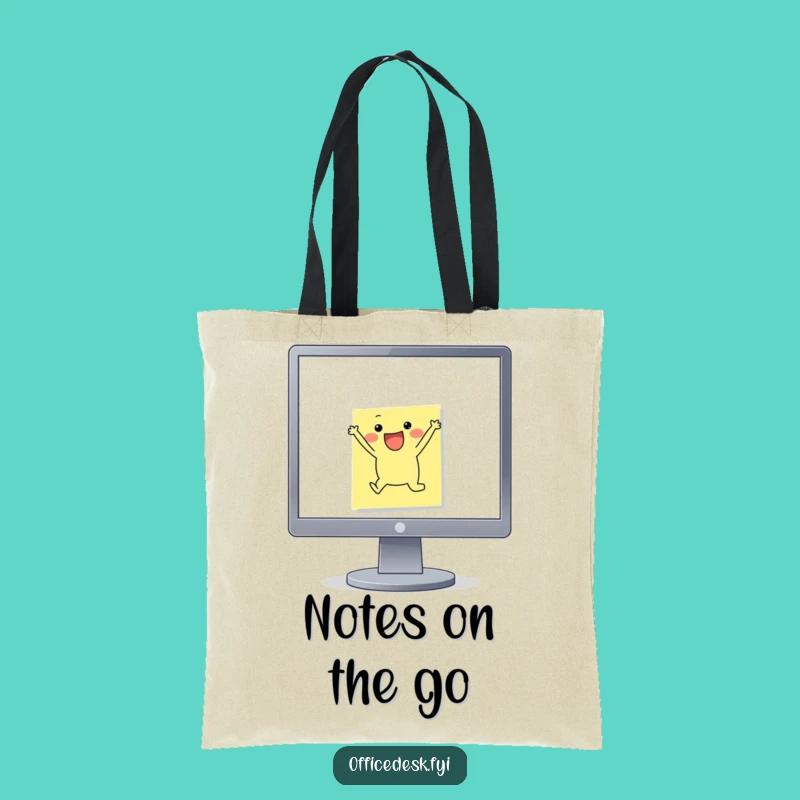Funny Leap Away Tote Bag: Cheerful Note Character, Chic Office Carryall