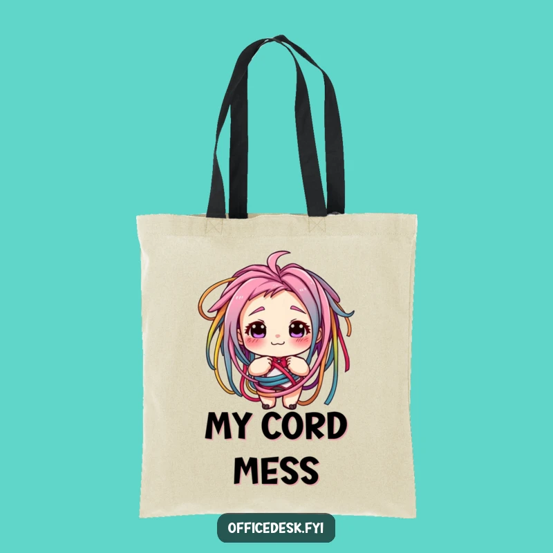 Funny Tangled Cords Tote Bag - Carry Your Tech Life With a Grin