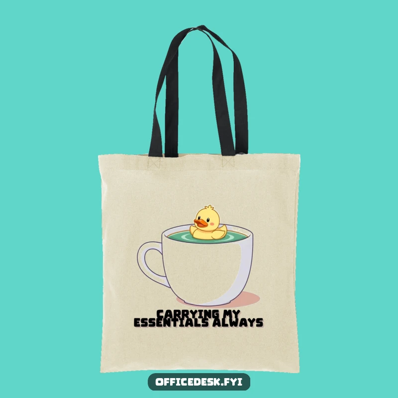 Funny Tote Bag: Adorable Duckie in Giant Coffee Mug, Practical and Hilarious Gift