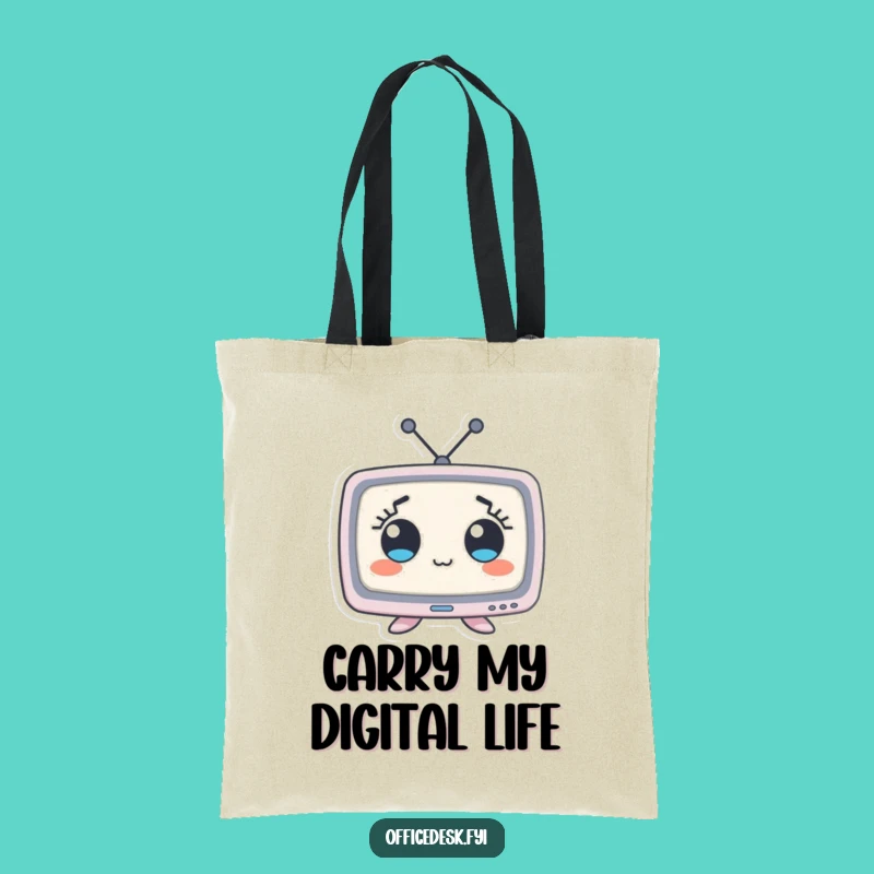Funny Wide-Eyed Monitor Tote Bag: Comical Character Carry-All